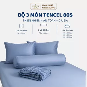 Bộ ga gối 4 món lụa Tencel 80s Lasante cao cấp trơn màu, đa dạng màu sắc, kích thước 1m6, 1m8, 2m