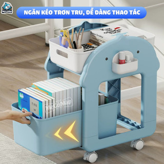 Kệ Đựng Đồ Đa Năng Có Bánh Xe, Giá Để Cặp Sách Đồ Dùng Học Tập Cho Bé, Chất Liệu Nhựa PP Cao Cấp Chịu Lực Tốt - HC27
