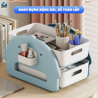 Kệ Đựng Đồ Đa Năng Có Bánh Xe, Giá Để Cặp Sách Đồ Dùng Học Tập Cho Bé, Chất Liệu Nhựa PP Cao Cấp Chịu Lực Tốt - HC27