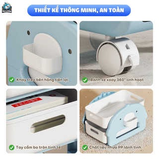 Kệ Đựng Đồ Đa Năng Có Bánh Xe, Giá Để Cặp Sách Đồ Dùng Học Tập Cho Bé, Chất Liệu Nhựa PP Cao Cấp Chịu Lực Tốt - HC27