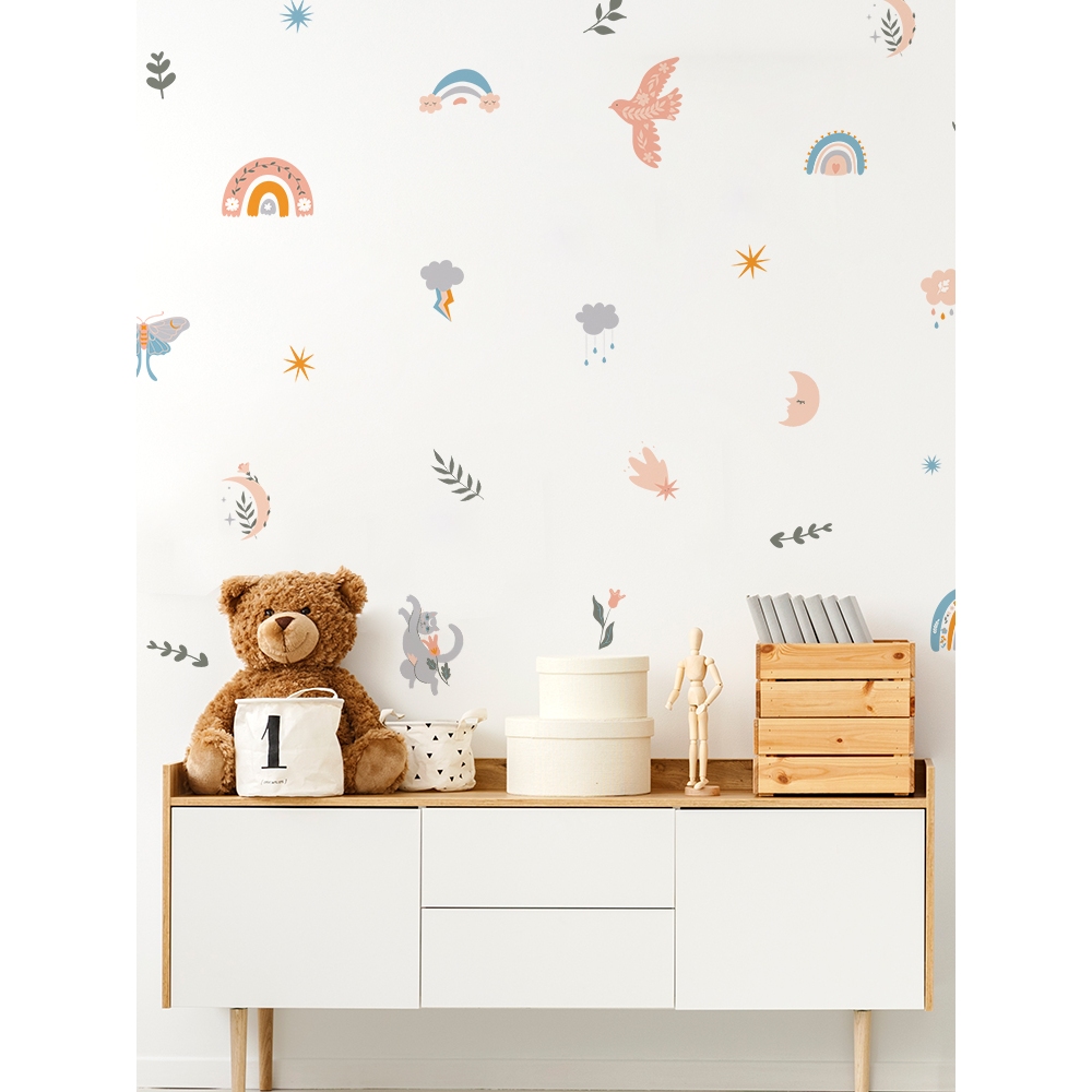 Sticker Decal Dán Tường Mẫu Boho 7 Có Keo Sẵn - Trang Trí Cửa Kính - Decor Quán Cafe - Phòng Ngủ