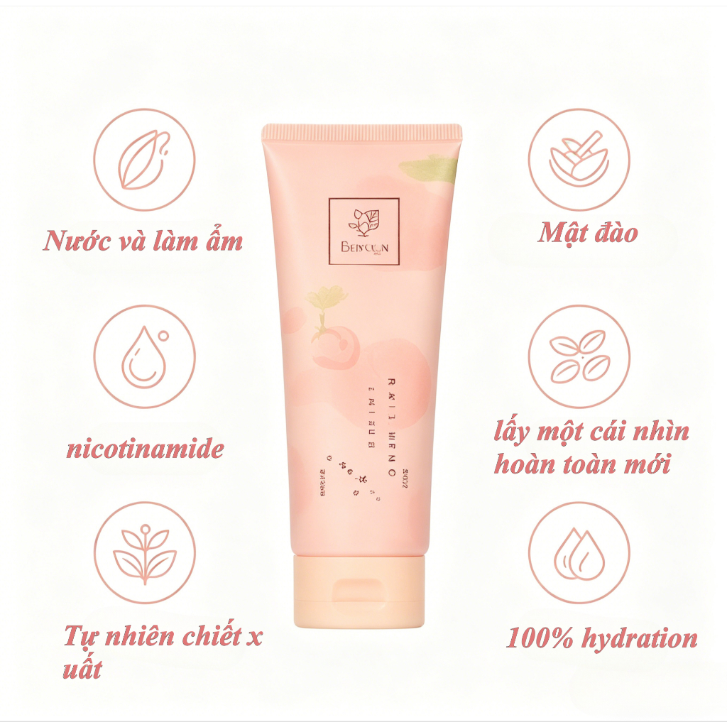 🍑 Sữa Rửa Mặt Đào Thiên Nhiên – Làm Sạch Sâu, Kiểm Soát Dầu, Giảm Mụn, Dưỡng Ẩm Cho Da Mịn Màng Rạng Rỡ