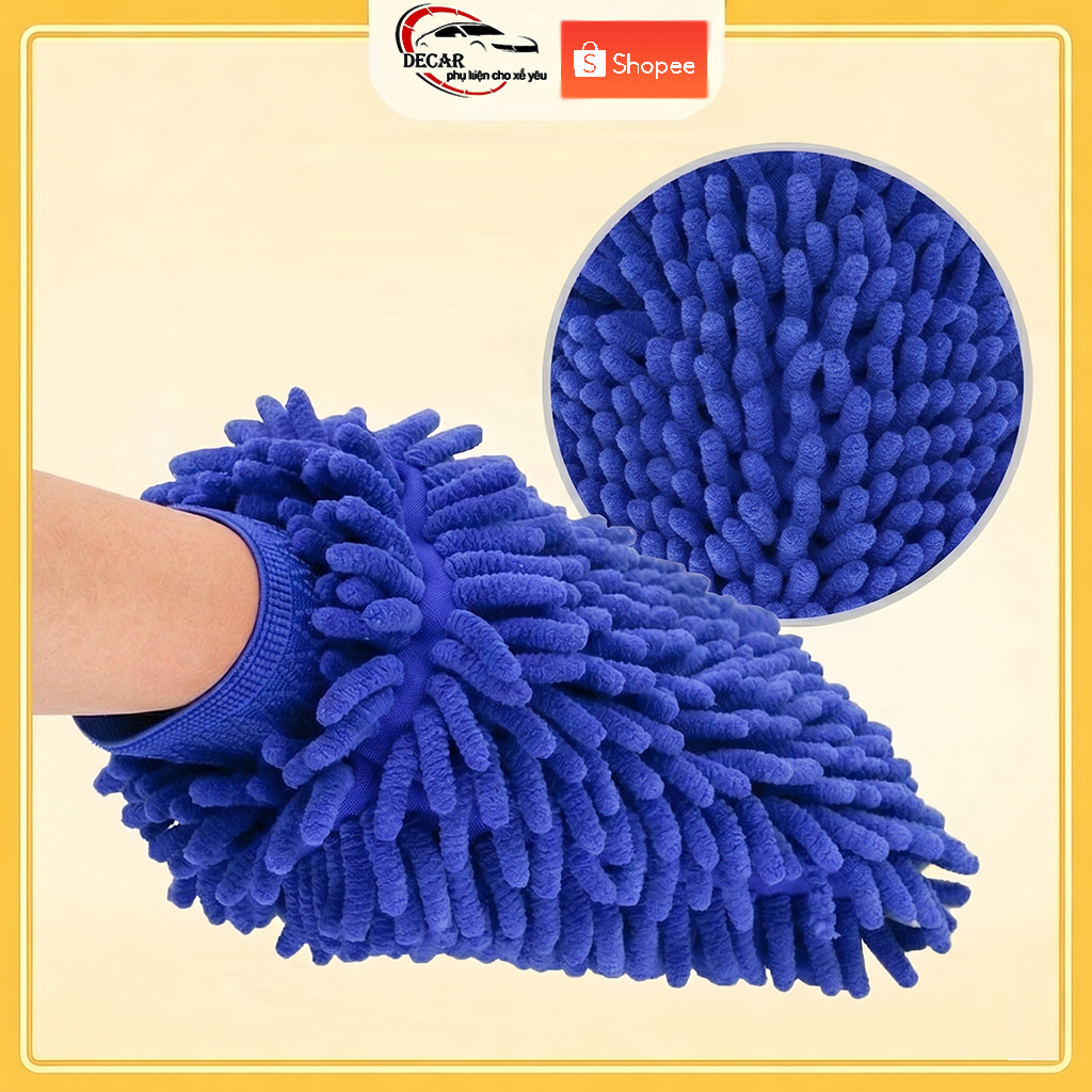 Bao tay rửa xe ô tô, xe máy làm bằng sợi microfiber mềm mịn tạo nhiều bọt , găng tay rửa xe chuyên dụng