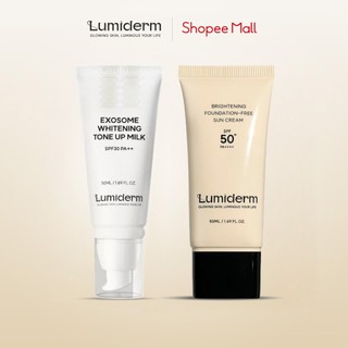Combo Kem Chống Nắng Nâng Tone Lumiderm SPF 50 PA+++ Kiêm Kem Nền & Kem Nâng Tone Dạng Sữa  ExosomeSPF 30 PA++