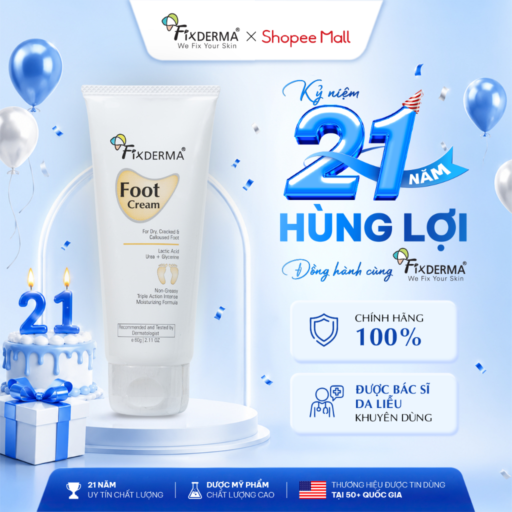 [FIXDERMA] Kem Dưỡng Da Gót Chân Fixderma Foot Cream 60g Giúp Mềm Mịn Và Giảm Nứt Nẻ - Hùng Lợi