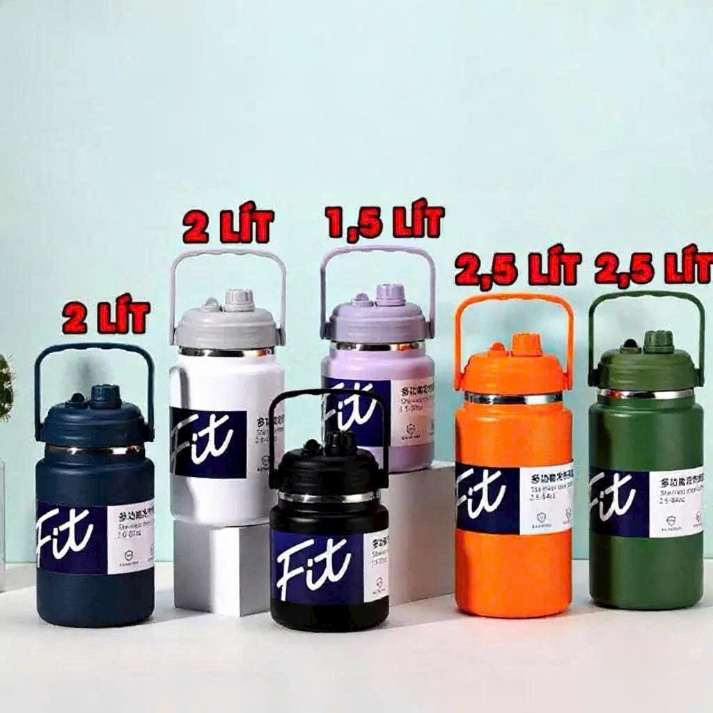 bình giữ nhiệt có ống hút 2lít 2,5lit chính hãng FIT có quai xách