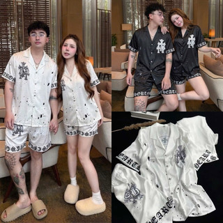 (Có sẵn) Đồ Bộ, Đồ Ngủ Cộc Đùi Hoạ Tiết Chữ Thái Màu Trắng Và Đen Mềm Mịn-Hàng QCCC