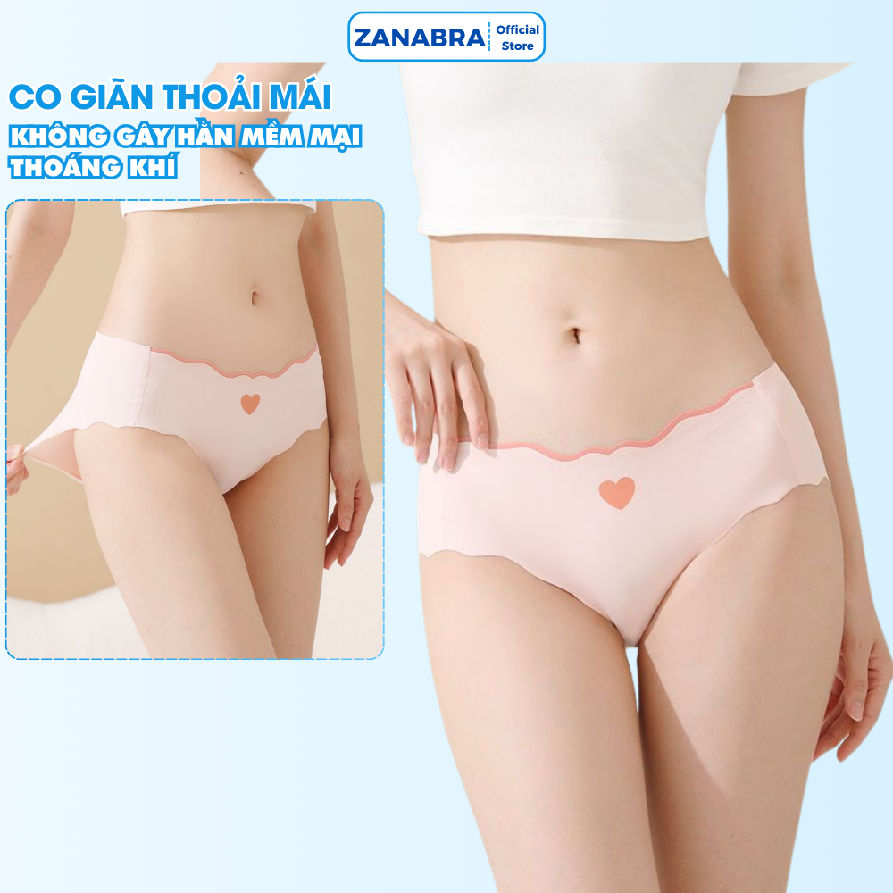 Combo 3 Quần lót nữ đúc su cạp vừa, Quần chip đáy dán, viền lượn sóng không lộ ZANABRA L8520