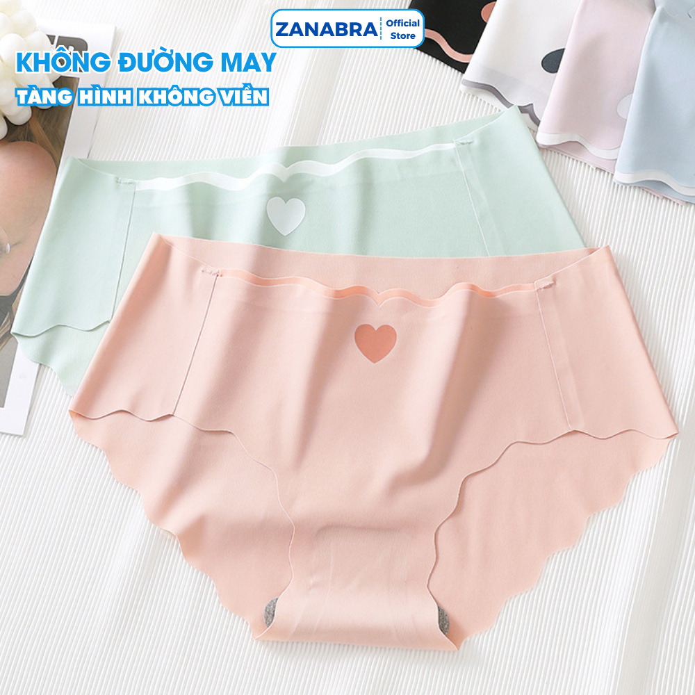 Combo 3 Quần lót nữ đúc su cạp vừa, Quần chip đáy dán, viền lượn sóng không lộ ZANABRA L8520