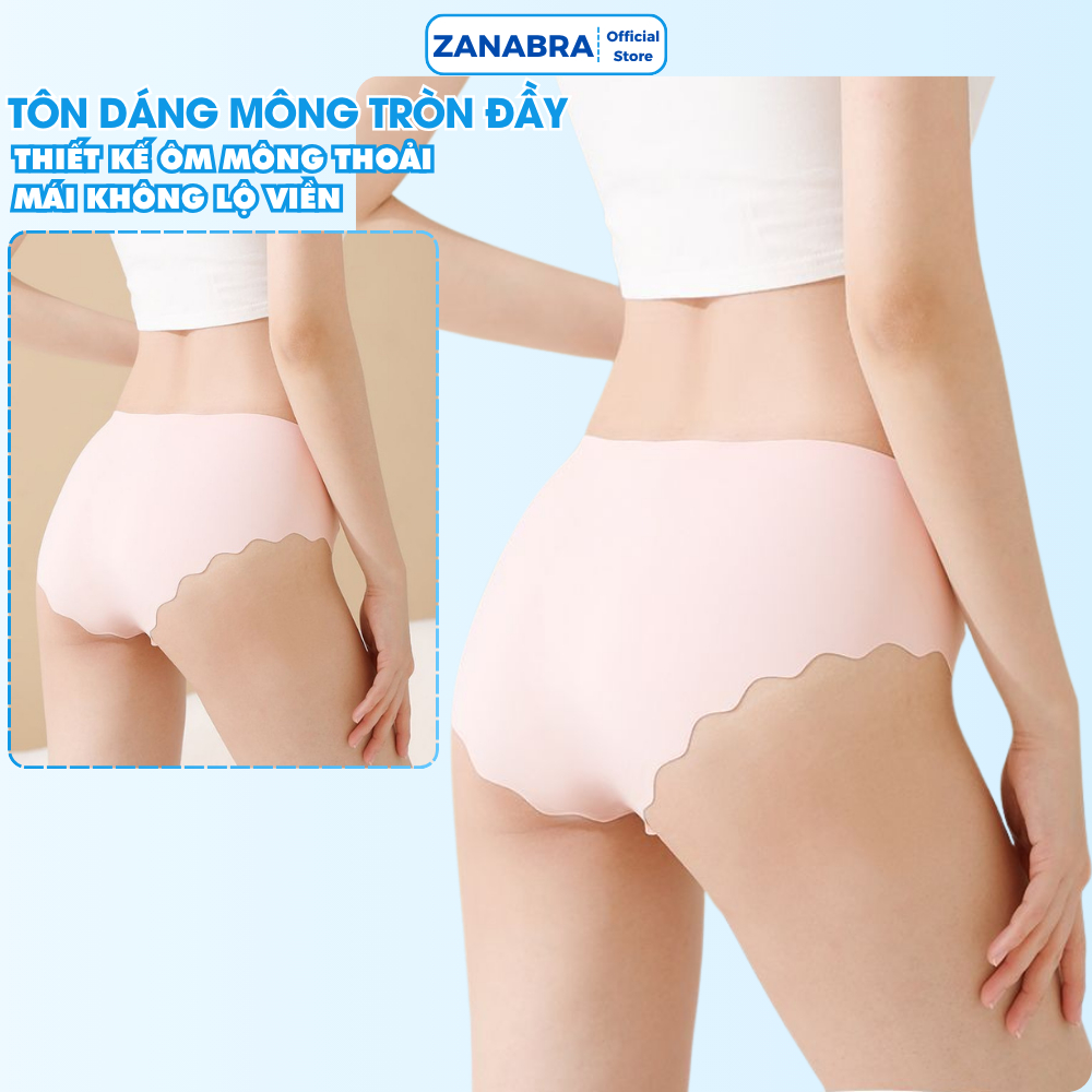 Combo 3 Quần lót nữ đúc su cạp vừa, Quần chip đáy dán, viền lượn sóng không lộ ZANABRA L8520