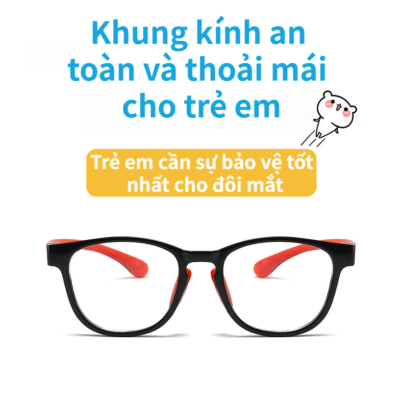 Kính chống ánh sáng xanh cho trẻ em, khung TR mềm nhẹ 13g, đệm mũi silicone mềm, chân kính tháo rời vệ sinh dễ, nhiều mà