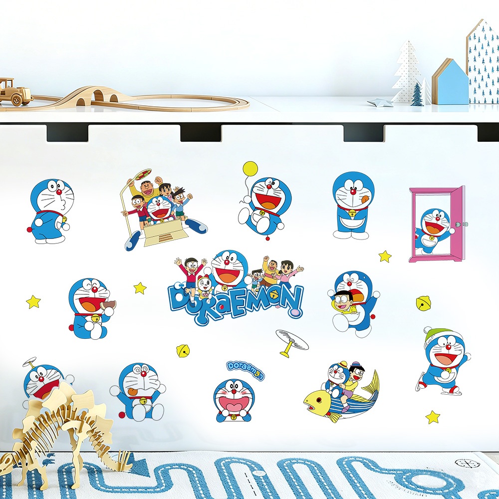Sticker Decal Dán Tường Mèo Xanh Có Keo Sẵn - Trang Trí Cửa Kính - Decor Phòng Ngủ