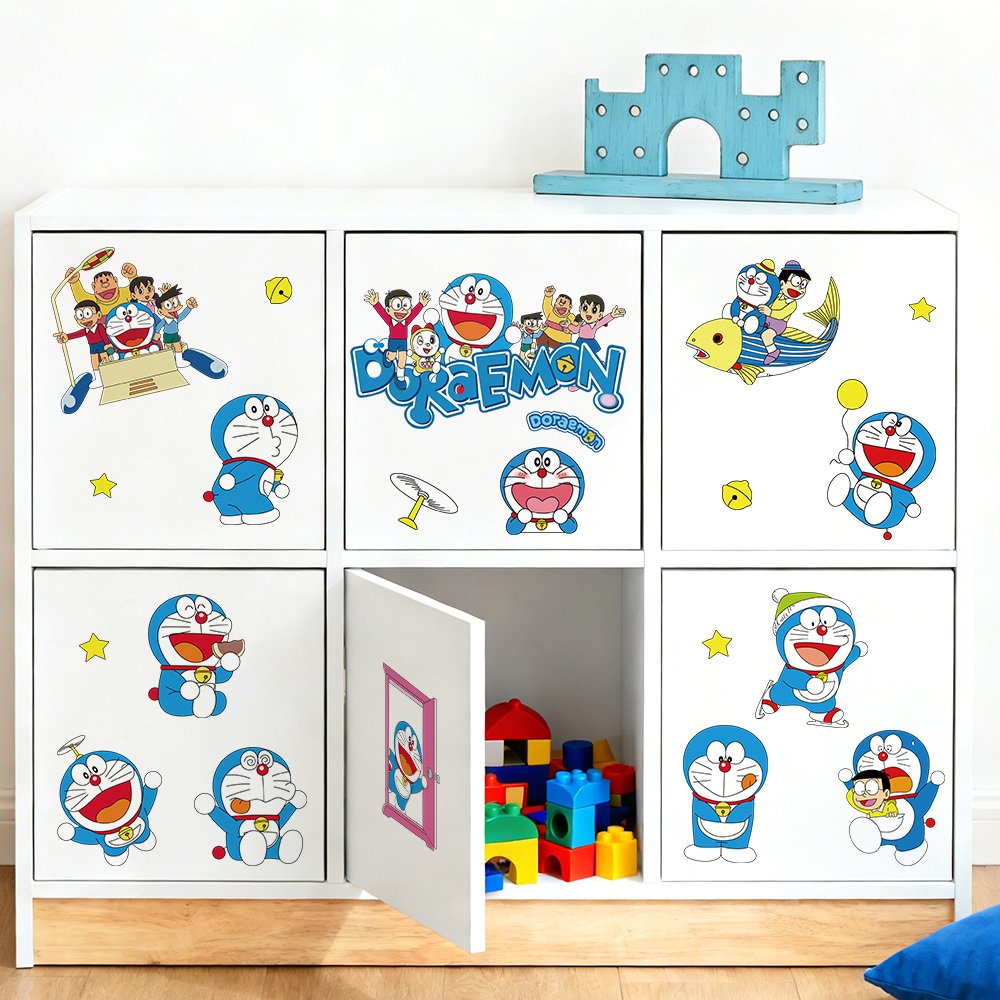 Sticker Decal Dán Tường Mèo Xanh Có Keo Sẵn - Trang Trí Cửa Kính - Decor Phòng Ngủ
