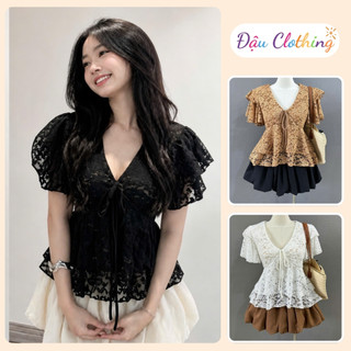 Set Áo Váy Bigsize Nữ Dáng Áo Peplum Cổ Tim Vạt Xòe Phối Chân Váy Bí Tiêu Thư A353+CV413