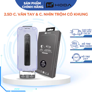 Cường Lực 2.5D CHỐNG VÂN TAY & CHỐNG NHÌN TRỘM HODA 2IN1 Có Khung Dán Chính Hãng cho iP 17/16/15/14 Series
