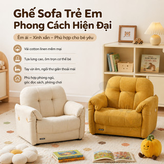 Ghế sofa mini cho bé màu trắng, ghế ngồi trẻ em êm ái đọc sách phòng ngủ nhỏ gọn hiện đại đẹp