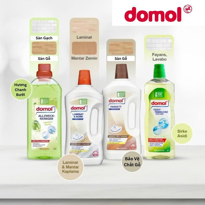 Nước lau sàn gỗ/gạch Domol 1L Đức siêu thơm lau sạch tạo độ sáng bóng cho sàn