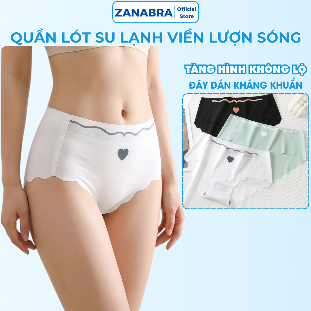 Quần lót nữ đúc su cạp vừa - Quần chip nữ đáy dán, viền lượn sóng không lộ ZANABRA L8520