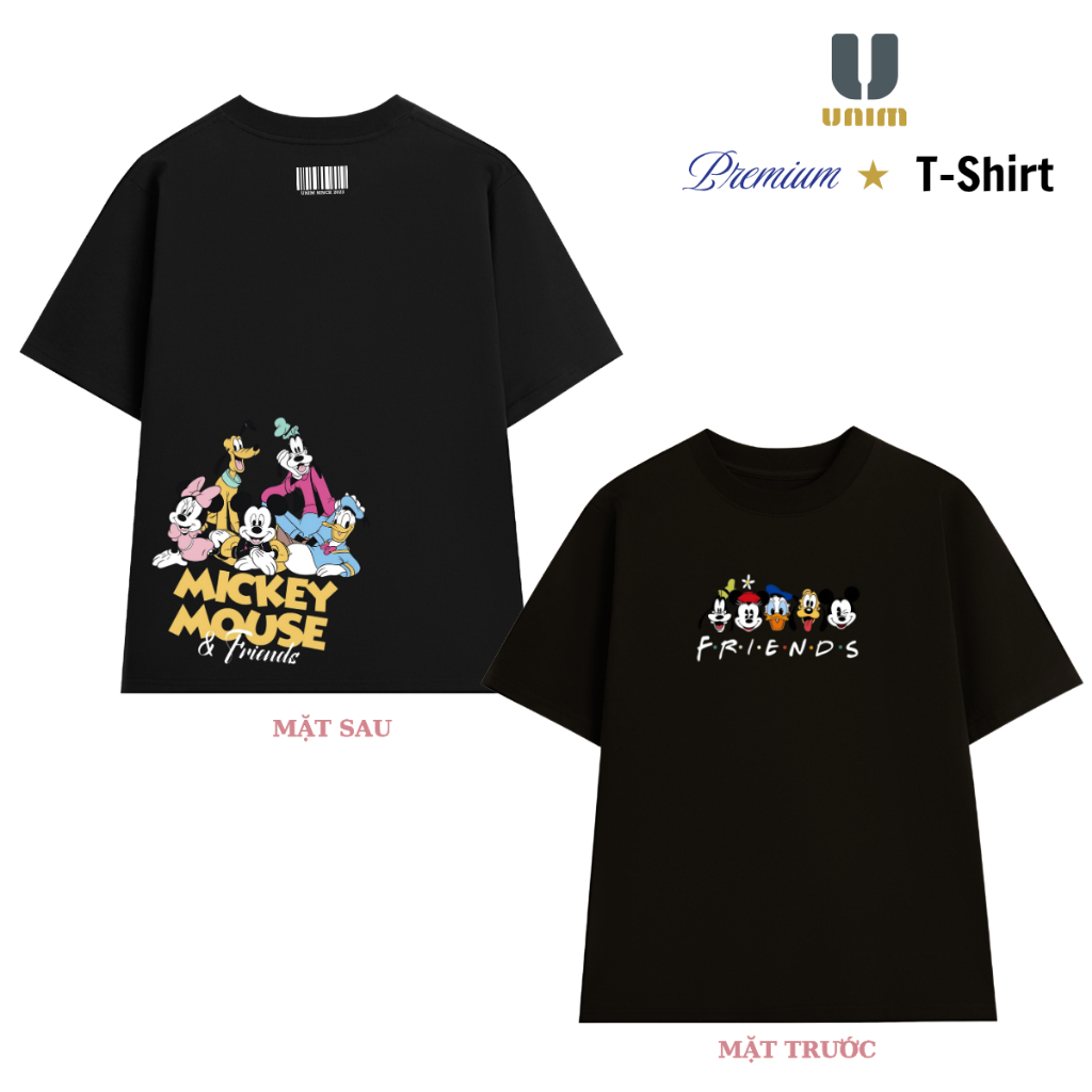 Áo Thun Mickey And Friends Những Người Bạn Unim Fashion Chất Liệu Cotton Co Giãn 2 Chiều Hình In Bền Đẹp