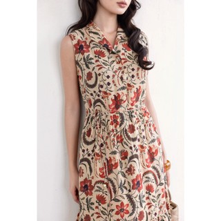 SWANLAKE | Váy Đầm Nữ Vải Linen Cổ Sơ Mi Cài Nút Sát Nách Có Túi Dây Thắt Eo Đuôi Cá Xòe D13691