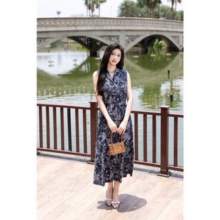 SWANLAKE | Váy Đầm Nữ Vải Linen Cổ Sơ Mi Cài Nút Sát Nách Có Túi Dây Thắt Eo Đuôi Cá Xòe D13691