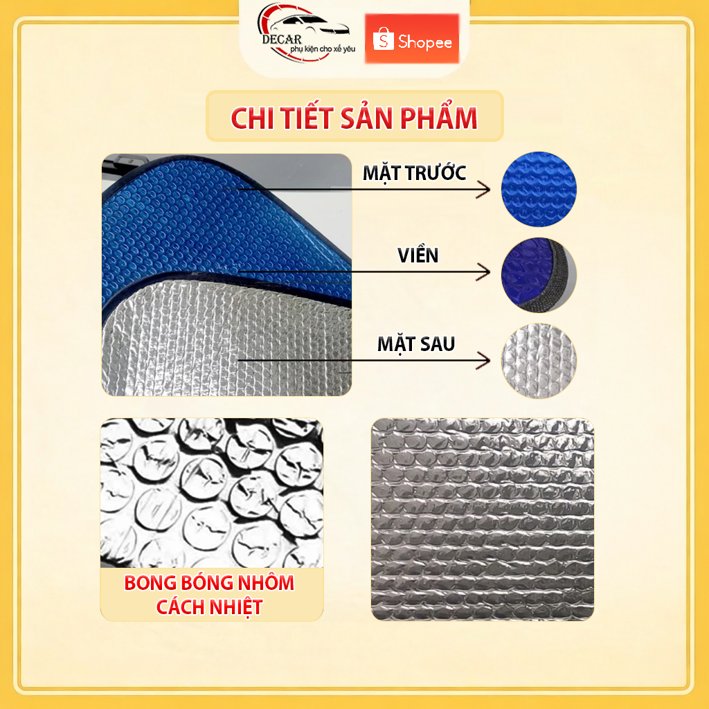 Combo 6 Tấm Che Nắng Ô Tô Chống Nắng Chống Tia UV, Tấm Chắn Nắng Cửa Kính Ô Tô Có Mút Hít Cách Nhiệt