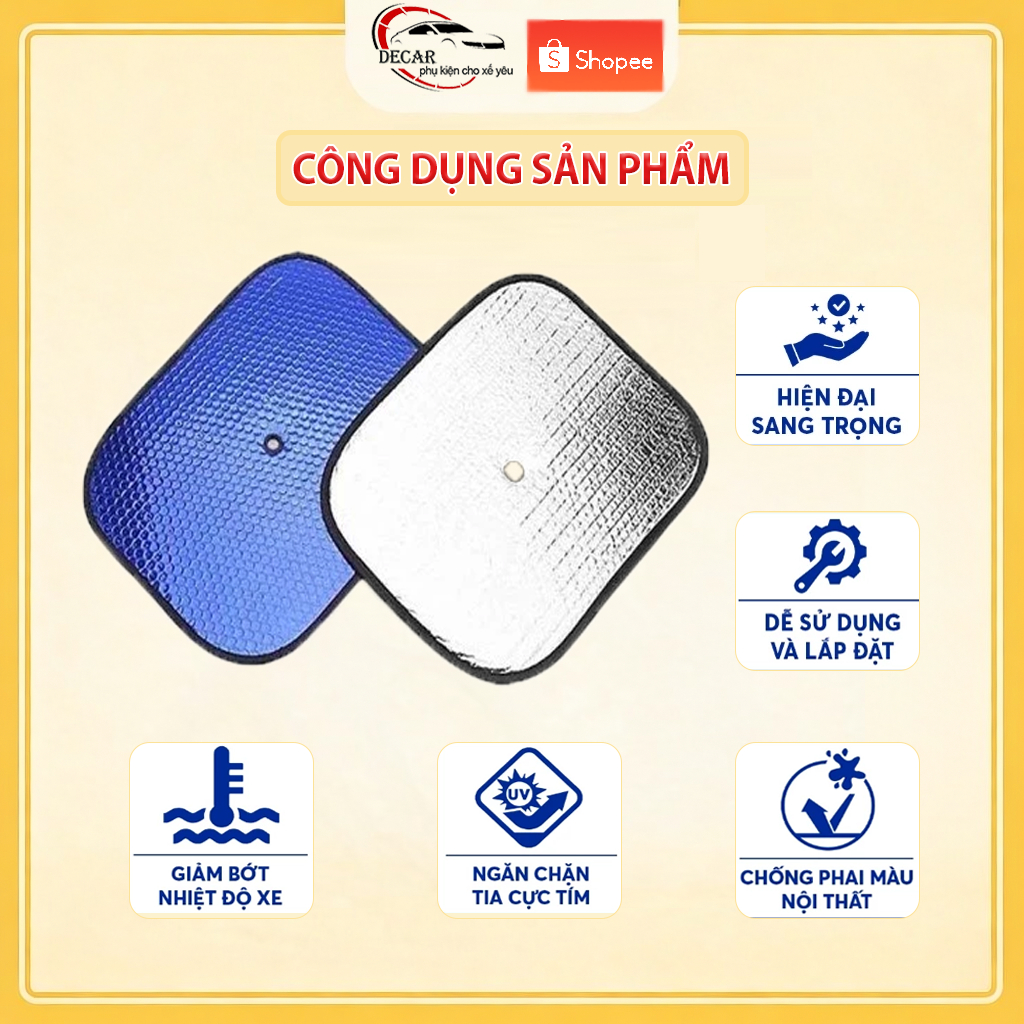 Combo 6 Tấm Che Nắng Ô Tô Chống Nắng Chống Tia UV, Tấm Chắn Nắng Cửa Kính Ô Tô Có Mút Hít Cách Nhiệt
