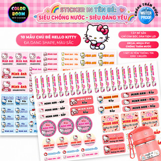 In theo yêu cầu -Set Sticker Dán Đồ Dùng Cho Bé -Hình Hello Kitty - Decal PVC chống thấm - Colorboom