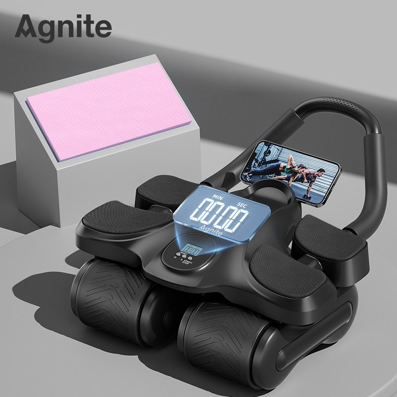 [TẶNG THẢM QUỲ GỐI] Con lăn Tập Cơ Bụng AGNITE Trợ Lực Thế Hệ Mới- Con lăn tập bụng 4 Bánh- Dụng Cụ Tập Gym Tại Nhà