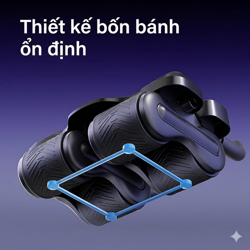 [TẶNG THẢM QUỲ GỐI] Con lăn Tập Cơ Bụng AGNITE Trợ Lực Thế Hệ Mới- Con lăn tập bụng 4 Bánh- Dụng Cụ Tập Gym Tại Nhà