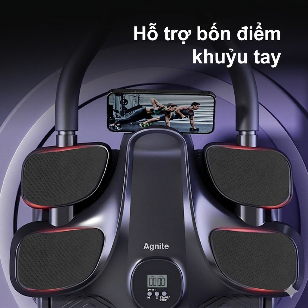[TẶNG THẢM QUỲ GỐI] Con lăn Tập Cơ Bụng AGNITE Trợ Lực Thế Hệ Mới- Con lăn tập bụng 4 Bánh- Dụng Cụ Tập Gym Tại Nhà