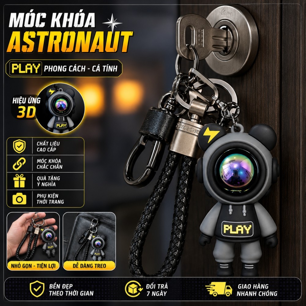 Móc Khóa Phi Hành Gia Astronaut Cao Cấp - Móc Treo Chìa Khóa, Cặp Balo Thời Trang
