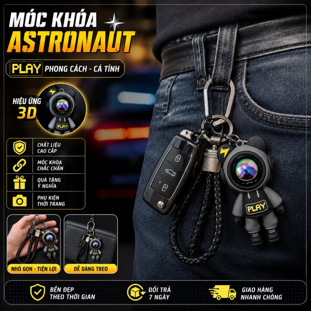 Móc Khóa Phi Hành Gia Astronaut Cao Cấp - Móc Treo Chìa Khóa, Cặp Balo Thời Trang