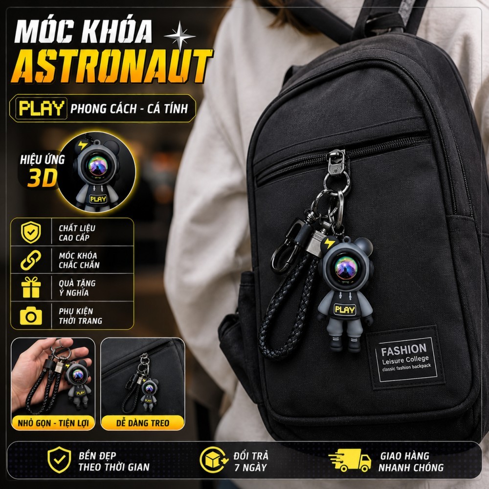 Móc Khóa Phi Hành Gia Astronaut Cao Cấp - Móc Treo Chìa Khóa, Cặp Balo Thời Trang