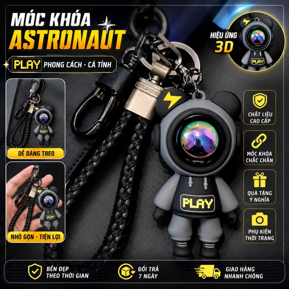 Móc Khóa Phi Hành Gia Astronaut Cao Cấp - Móc Treo Chìa Khóa, Cặp Balo Thời Trang