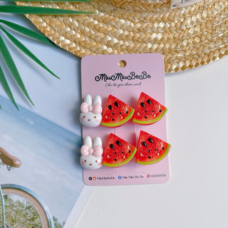 Set 2 kẹp charm hình trái cây, đồ ăn dễ thương cho bé