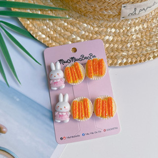 Set 2 kẹp charm hình trái cây, đồ ăn dễ thương cho bé