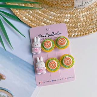 Set 2 kẹp charm hình trái cây, đồ ăn dễ thương cho bé