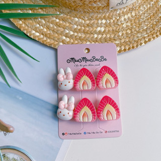 Set 2 kẹp charm hình trái cây, đồ ăn dễ thương cho bé