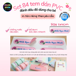 In theo yêu cầu -Set Sticker Dán Đồ Dùng Cho Bé -Hình Hello Kitty - Decal PVC chống thấm - Colorboom