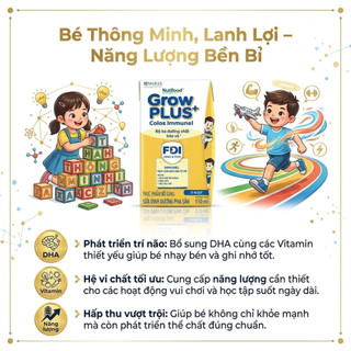 Sữa non pha sẵn CHÍNH HÃNG Nuti GrowPLUS+ Imunel 110ml (24 hộp) tăng đề kháng vượt trội, bảo vệ bé khỏe mạnh mỗi ngày
