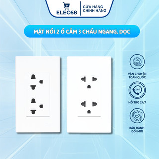 Mặt Nổi 3, 2 Ổ Cắm Điện 3 Chấu Ngang / Dọc TPE, Chính Hãng - thietbidienelec68