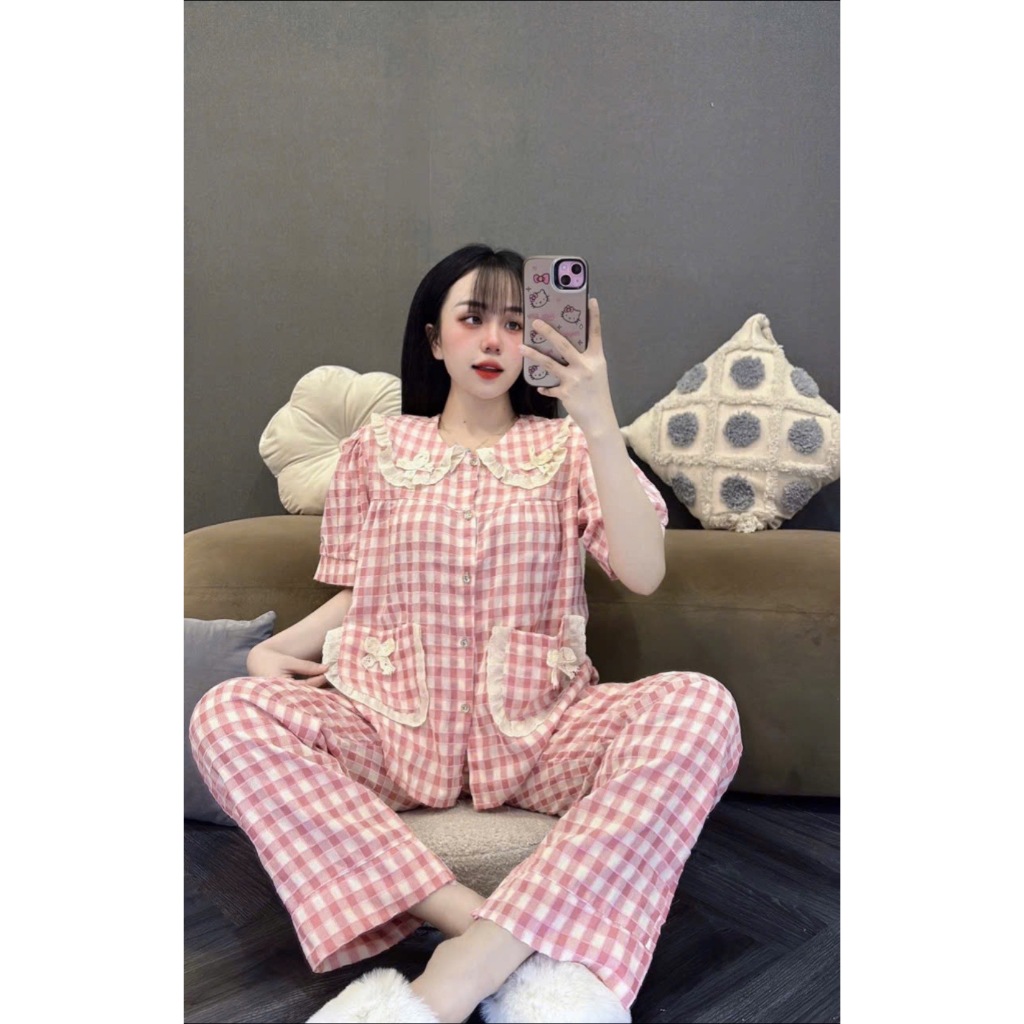Bộ Nơ Tiểu Thư Kẻ Caro Mẫu Mới MS A32