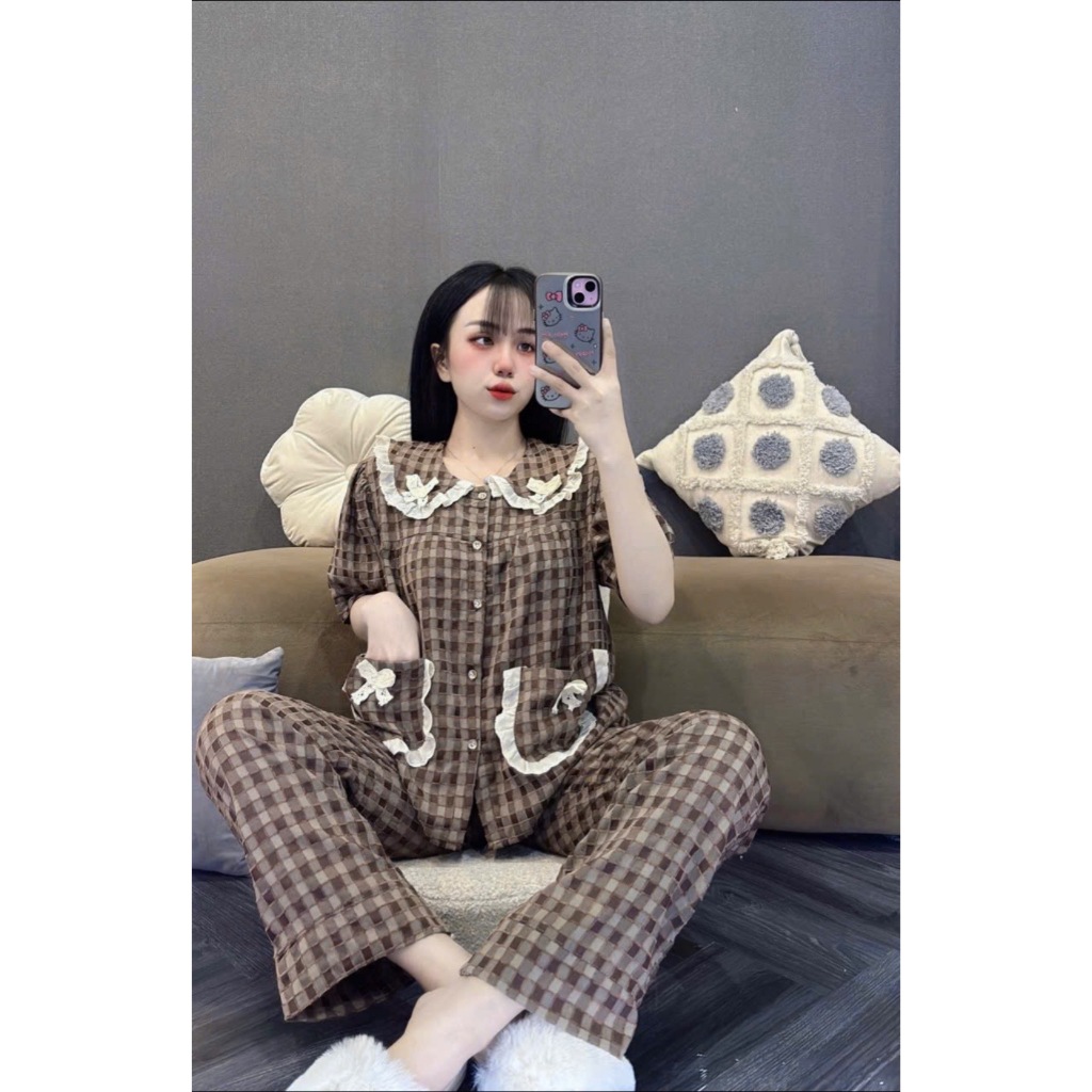 Bộ Nơ Tiểu Thư Kẻ Caro Mẫu Mới MS A32
