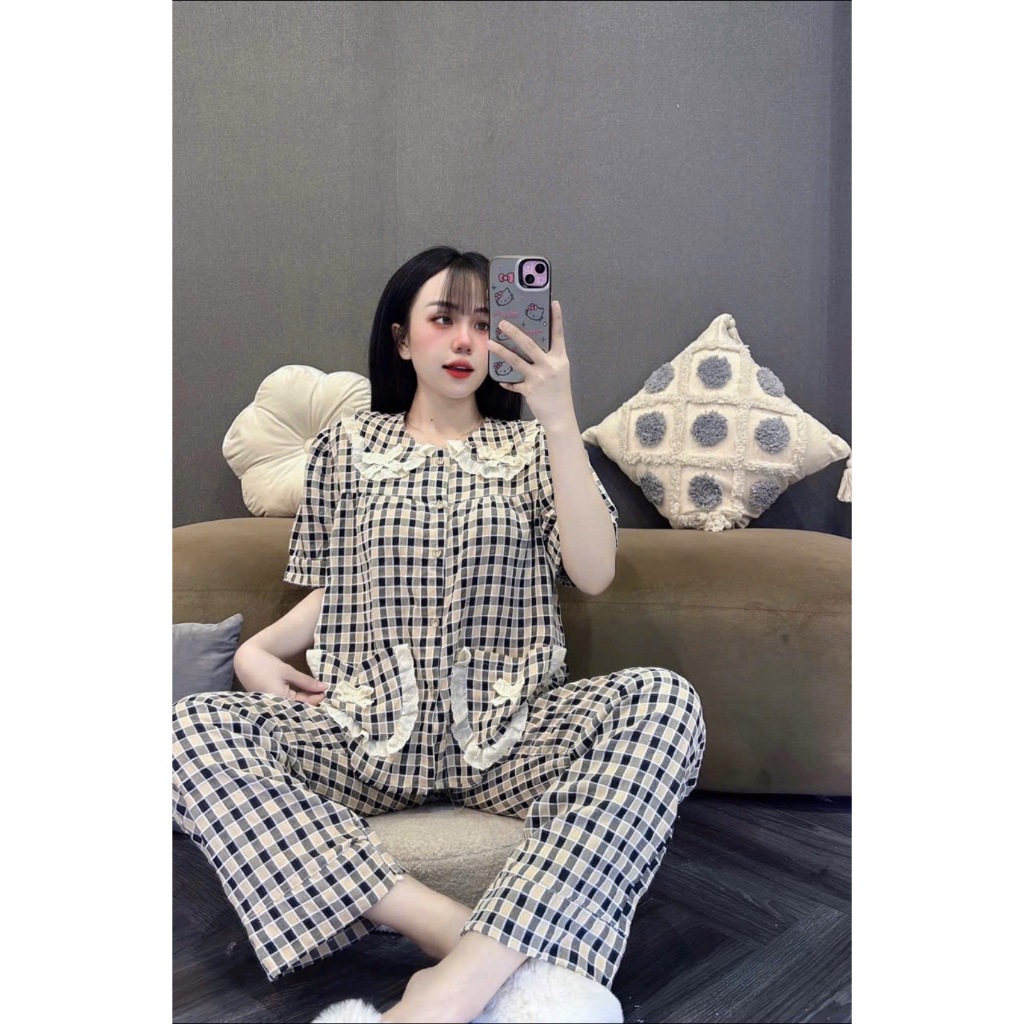 Bộ Nơ Tiểu Thư Kẻ Caro Mẫu Mới MS A32