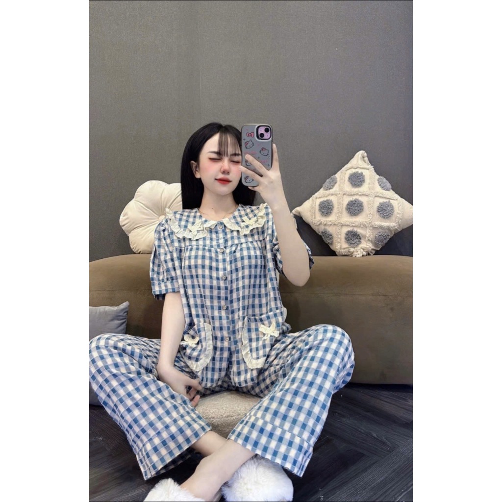 Bộ Nơ Tiểu Thư Kẻ Caro Mẫu Mới MS A32