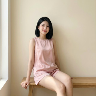 Bộ đồ ngủ nữ 2 món form rộng lụa ánh kim áo ba lỗ quần short mềm mịn nhẹ thoáng mặc nhà cực kỳ dễ chịu [NP B14]