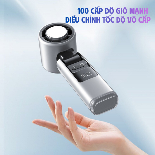 Quạt Cầm Tay Công Suất Lớn 4000mAh Sò Lạnh Làm Mát Nhanh, 100 Cấp Độ Gió, Màn Hình LED, Quạt Mini Cao Cấp