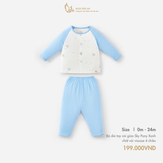 M&B (0-24M) Bộ quần áo dài tay cài giữa Viscose co giãn 4 chiều mềm mịn, thoáng mát cho bé sơ sinh.