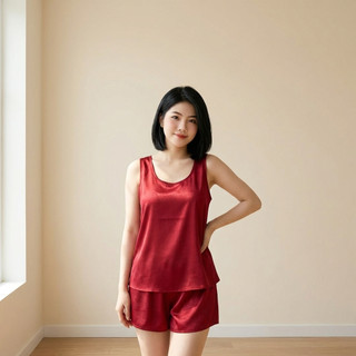 Bộ đồ ngủ nữ 2 món form rộng lụa ánh kim áo ba lỗ quần short mềm mịn nhẹ thoáng mặc nhà cực kỳ dễ chịu [NP B14]